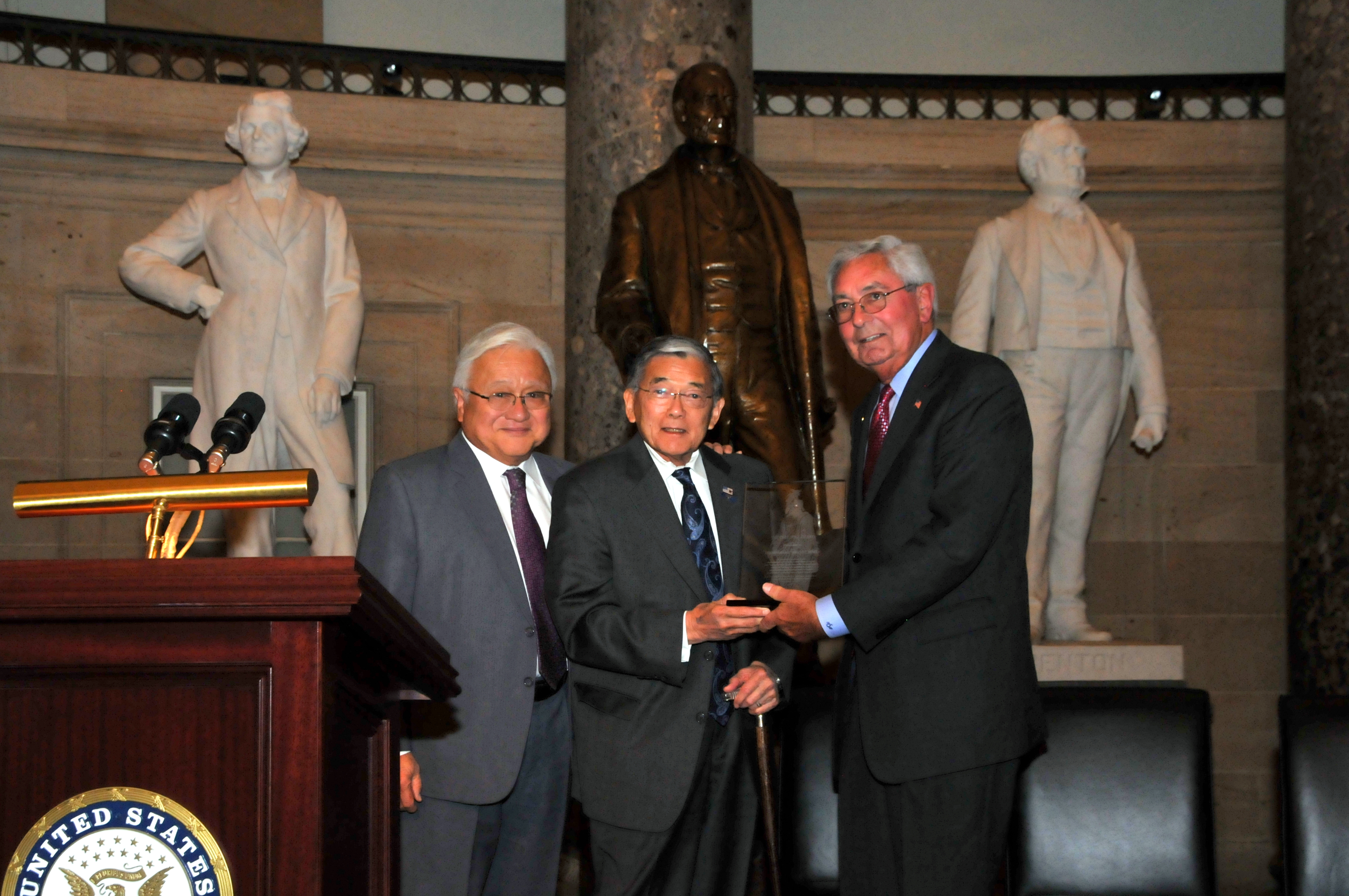 The Honorable Norman Mineta accepts the 2013 Freedom Award