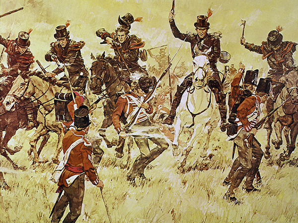 Kentucky Mounted riflemen at the Battle of the Thames, 1813. US Rangers were most likely armed and equipped similar to these volunteer units.