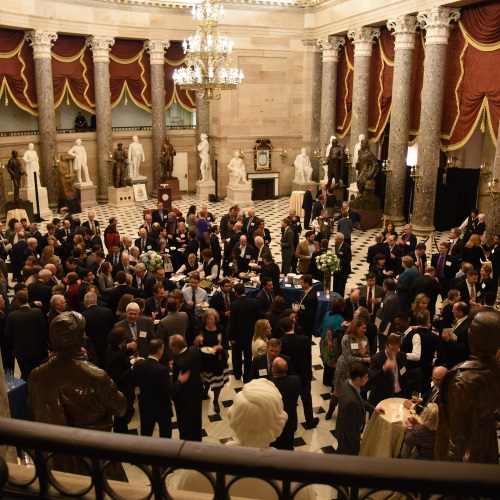 View of Statuary Hall from the balcony during the reception honoring the 90th anniversary of the Joint Committee on Taxation.