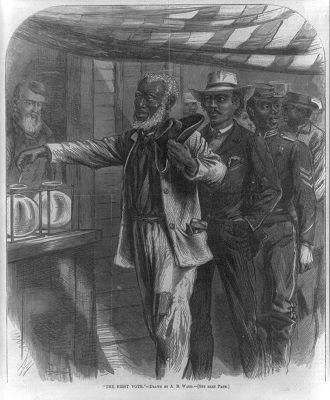 1867 engraving of black men voting