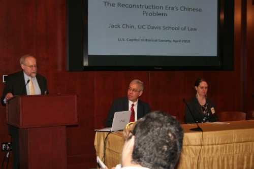 Jack Chin gives his talk on the fourteenth amendment and Chinese Americans at the spring 2018 symposium.
