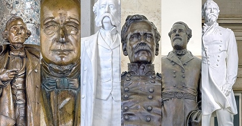 Six statues of Civil War politicians and military leaders.