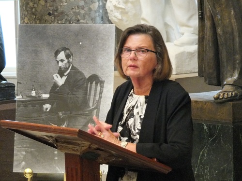 Linda Elliff speaks during the dedication. Photo (c) Bruce Guthrie