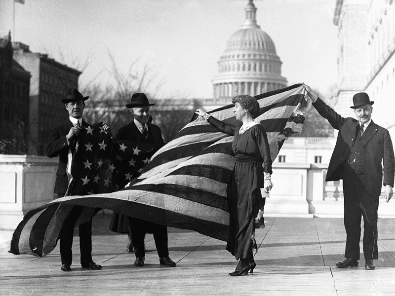 Our First Female Congresswoman, Jeanette Rankin, posing near the U.S. Capitol. Bettmann Archive/Getty Images