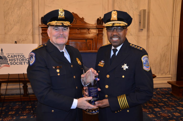 Capitol Police Chief J. Thomas Manger and D.C. Metropolitan Police Chief Robert J. Contee III, who accepting the Freedom Award on behalf of Washington’s law enforcement.
Photo (c) Bruce Guthrie