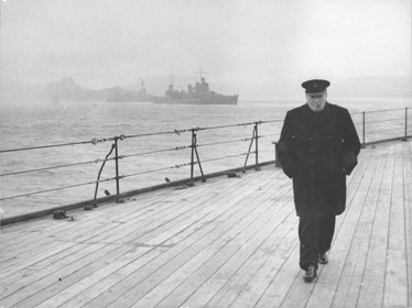 Churchill returned to the United Kingdom aboard the HMS Prince of Wales after the Atlantic Conference in August 1941.

Credit: Library of Congress, Prints & Photographs Division, FSA/OWI Collection, [LC-D/G-ppmsca-05407]