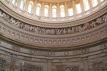 Part of the frieze as seen from the floor of the Rotunda.

Credit: U.S. Capitol Historical Society