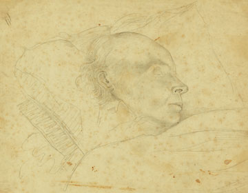 Arthur Stansbury made this pencil sketch of Adams when Adams lay dying in the
Capitol.

Credit: The Library of Congress, Prints & Photographs
Division