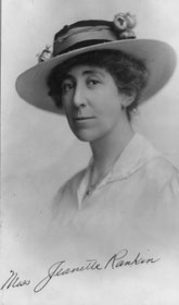 1916 portrait of Jeannette Rankin.

Credit: The Library of Congress, Prints & Photographs
Division