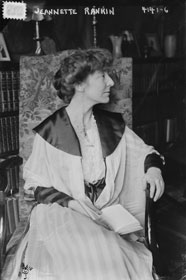 This 1917 portrait of Jeannette Rankin is part of the George Grantham Bain Collection at the Library of Congress.

Credit: The Library of Congress, Prints & Photographs
Division