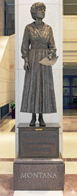 Montana contributed this Terry Mimnaugh bronze statue of Rankin to the National Statuary Hall Collection in 1985. It is currently displayed in Emancipation Hall in the Capitol Visitor Center.

Credit: The Architect of the Capitol