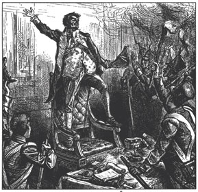 This engraving appeared in William Cullen Bryant's A Popular History of the United States (1881). It shows British troops and Rear Admiral George Cockburn in the House chamber.
Credit: The Library of Congress, Prints & Photographs
Division